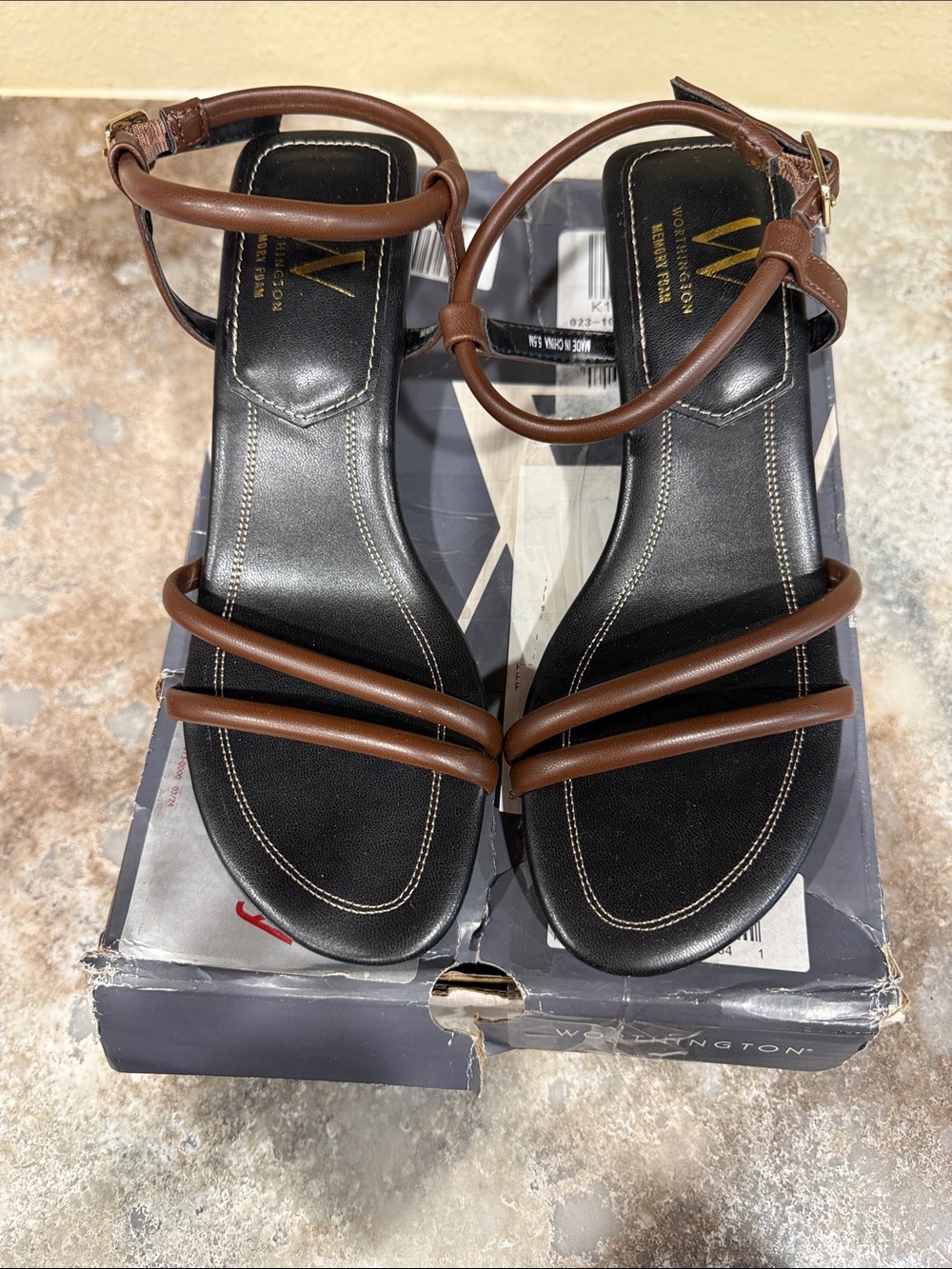 Worthington Causey Strap Sandals Black & Brown US 5.5 M